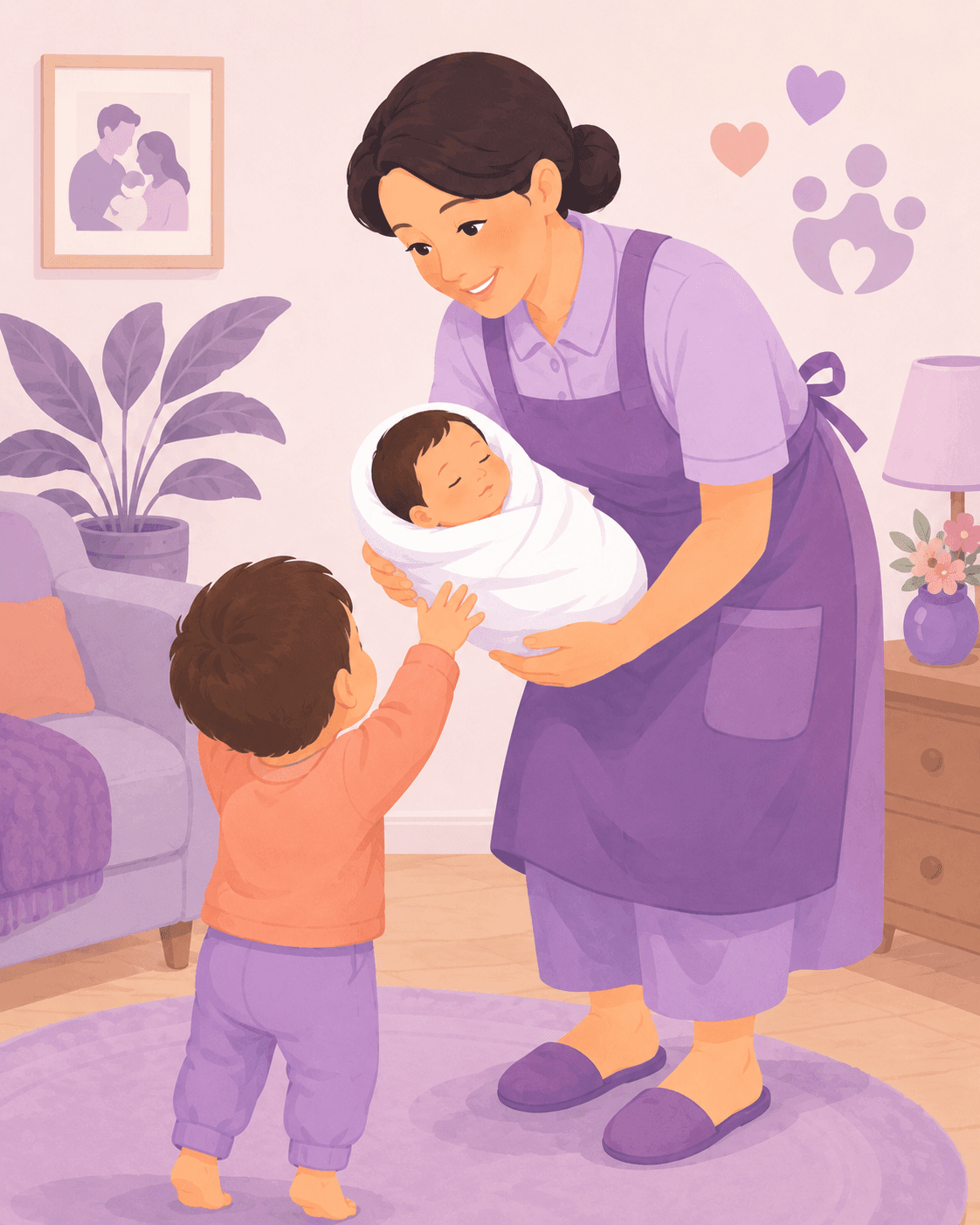 Newborn feet held in mother hand